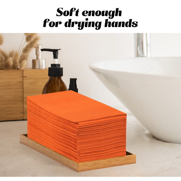 Napkins Disposbale 100 Pack Orange Cloth like Paper Dinner Orange - Image 5