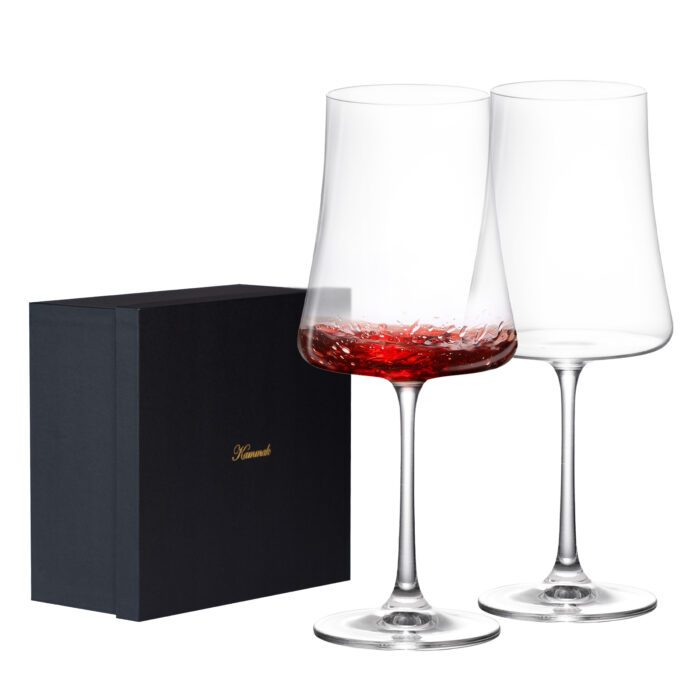 Wine Glasses Set of 2 Hand Blown 18.8 oz Crystal Bordeaux - Image 4