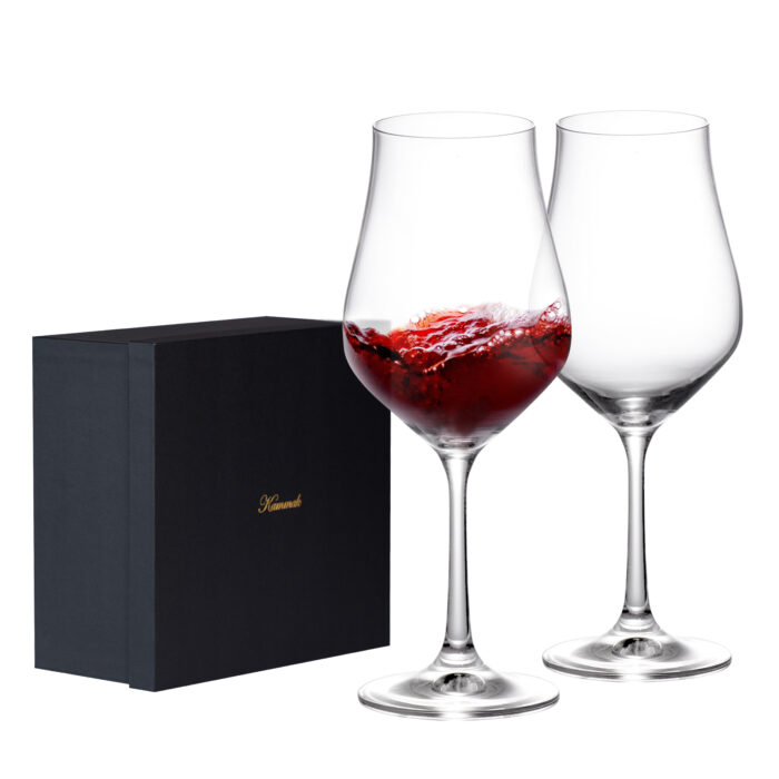 Wine Glasses Set of 2 Hand Blown 11.4 oz Crystal Bordeaux - Image 5