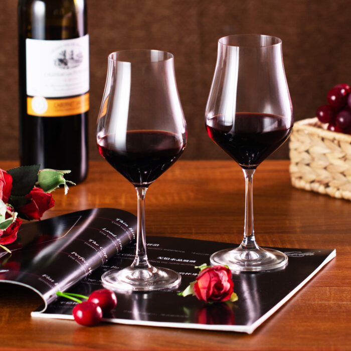Wine Glasses Set of 2 Hand Blown 11.4 oz Crystal Bordeaux - Image 2