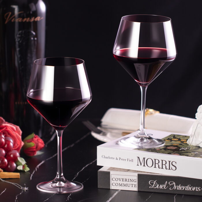 Wine Glasses Set of 2, 20 oz Hand Blown Crystal Bordeaux - Image 3