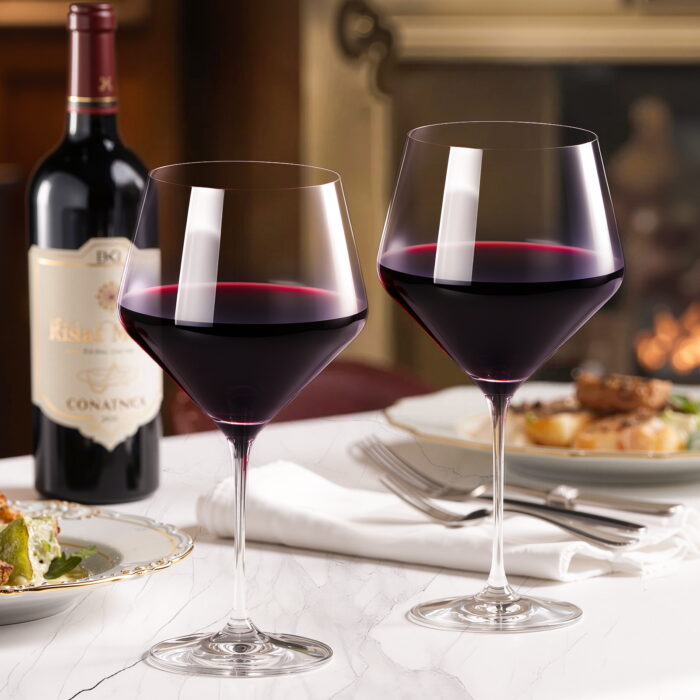 Wine Glasses Set of 2, 20 oz Hand Blown Crystal Bordeaux - Image 4