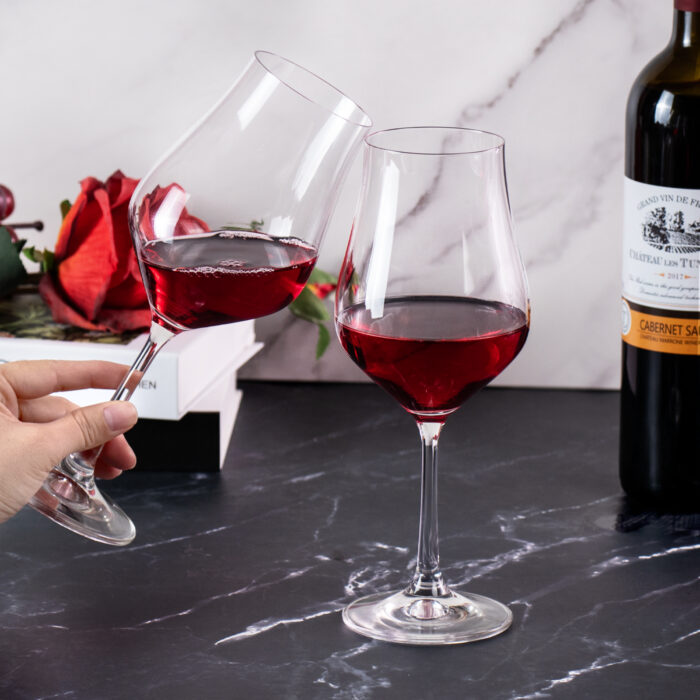 Wine Glasses Set of 2 Hand Blown 11.4 oz Crystal Bordeaux - Image 3