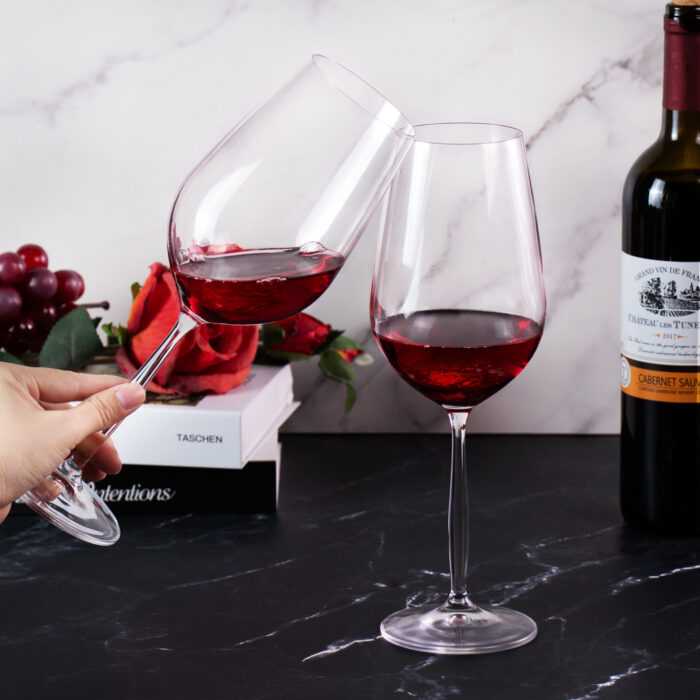 Wine Glasses Set of 2 18.6 oz Hand Blown Crystal Bordeaux - Image 2