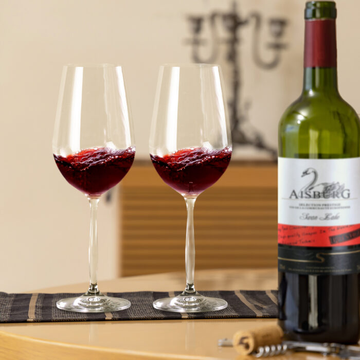 Wine Glasses Set of 2 18.6 oz Hand Blown Crystal Bordeaux - Image 4