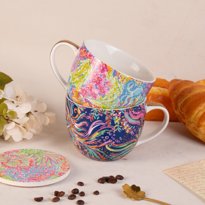Coffee Mugs Ceramic Tea Cups Set of 2, 15 oz Porcelain Cups - Image 4