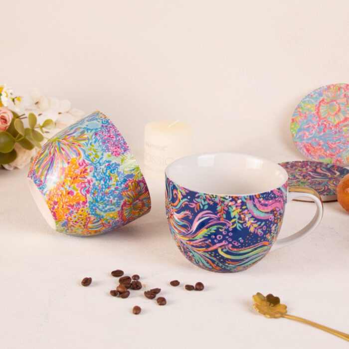 Coffee Mugs Ceramic Tea Cups Set of 2, 15 oz Porcelain Cups - Image 5