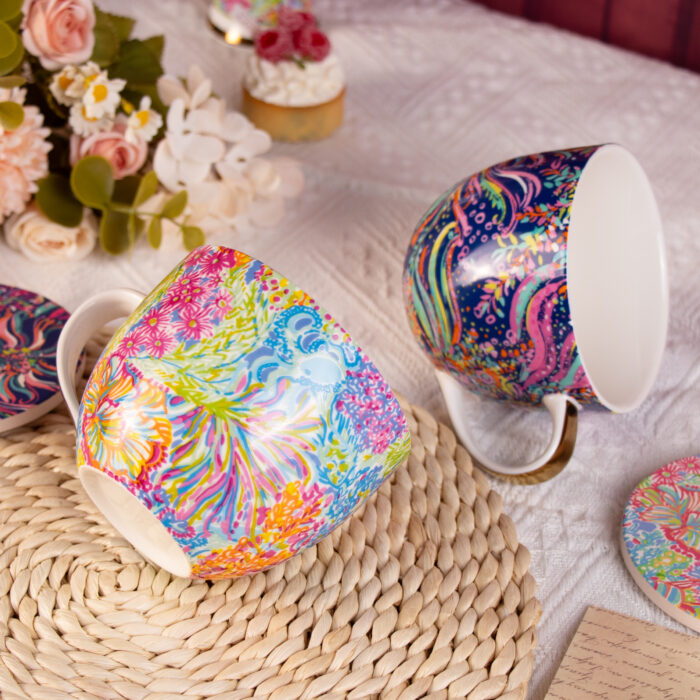 Ceramic Mug5 Coffee Mugs Ceramic Tea Cups Set of 2, 15 oz Porcelain Cups - Image 1