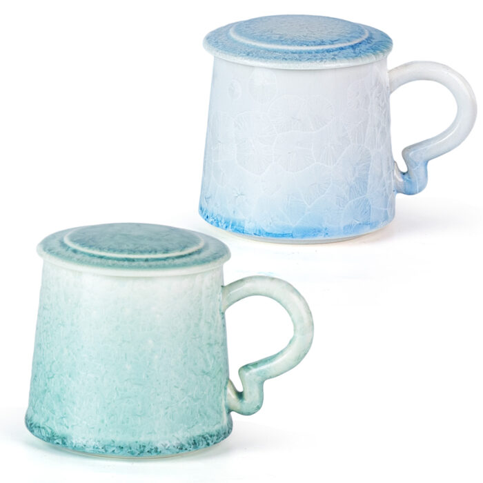 Coffee Mug with Lid, Porcelain Tea Cups - Image 2