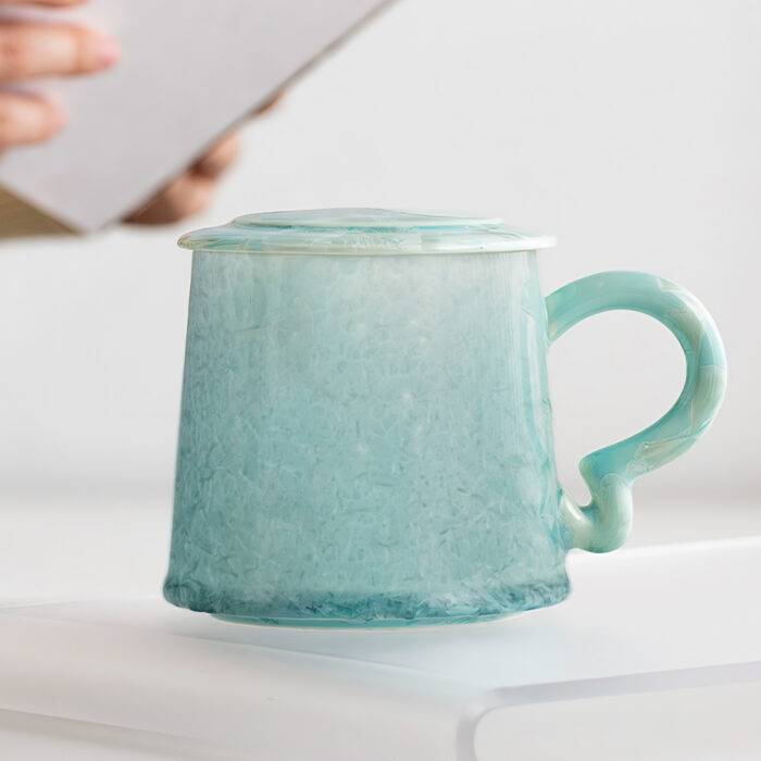 Coffee Mug with Lid, Porcelain Tea Cups - Image 6