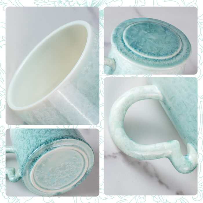 Coffee Mug with Lid, Porcelain Tea Cups - Image 4