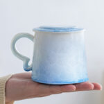 Coffee Mug with Lid, Porcelain Tea Cups - Image 3