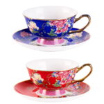 Porcelain Espresso Cups with Saucers, Ceramic Coffee Cups
