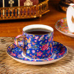 Tea Cups and Saucers Set of 2, Ceramic Coffee Cup - Image 4