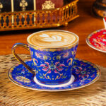Tea Cups and Saucers Set of 2, Porcelain Coffee Cup - Image 4