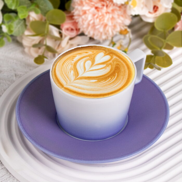 Porcelain Espresso Cups with Saucers, Ceramic Coffee Cups - Image 3