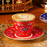 Tea Cups and Saucers Set of 2, Porcelain Coffee Cup - Image 3