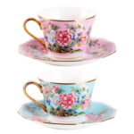 Porcelain Espresso Cups with Saucers, Cappuccino Cups