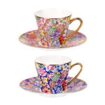 Tea Cups and Saucers Set of 2, Porcelain Coffee Cup