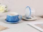 Tea Cups and Saucers set of 2, Porcelain Coffee Cups - Image 5
