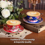 Porcelain Espresso Cups with Saucers, Ceramic Coffee Cups - Image 3