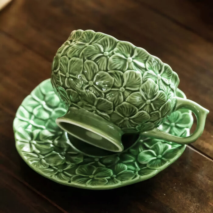 Tea Cups and Saucers Set of 2, Porcelain Coffee Cups - Image 4
