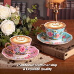Porcelain Espresso Cups with Saucers, Cappuccino Cups - Image 2