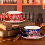 Porcelain Espresso Cups with Saucers, Ceramic Coffee Cups - Image 2