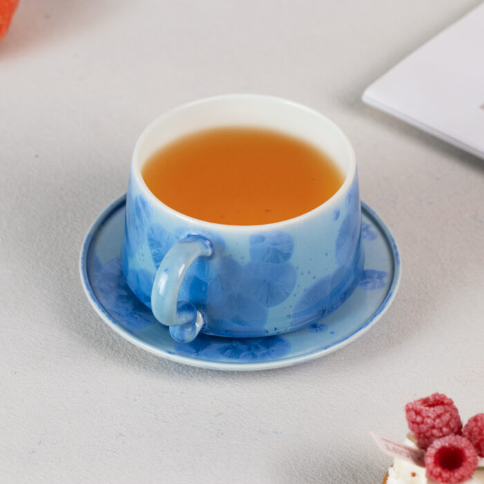 Tea Cups and Saucers set of 2, Porcelain Coffee Cups - Image 7