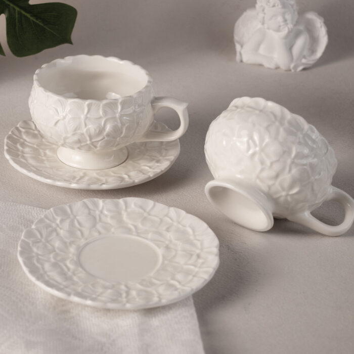 coffee cups5 Tea Cups and Saucers Set of 2, Porcelain Coffee Cups - Image 1