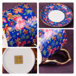 Tea Cups and Saucers Set of 2, Ceramic Coffee Cup - Image 5