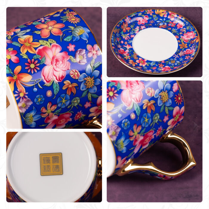 Tea Cups and Saucers Set of 2, Ceramic Coffee Cup - Image 5