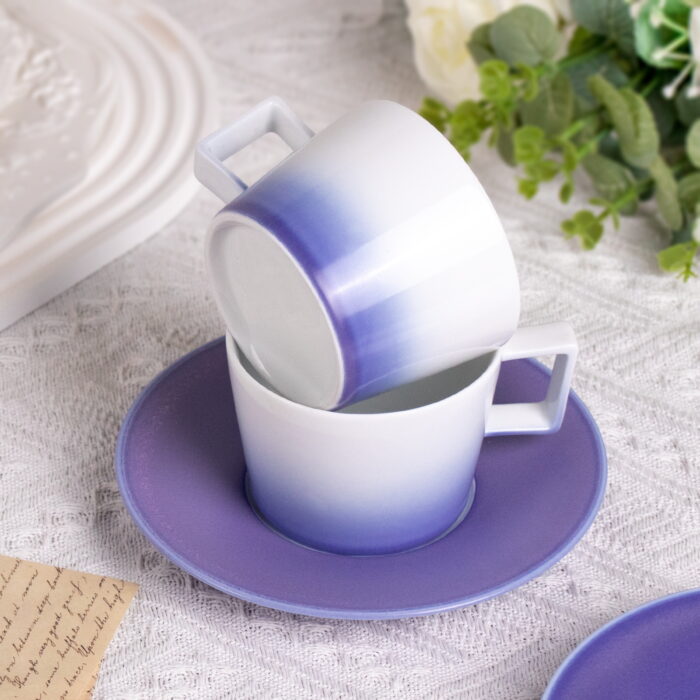 coffee cups6 Porcelain Espresso Cups with Saucers, Ceramic Coffee Cups - Image 1