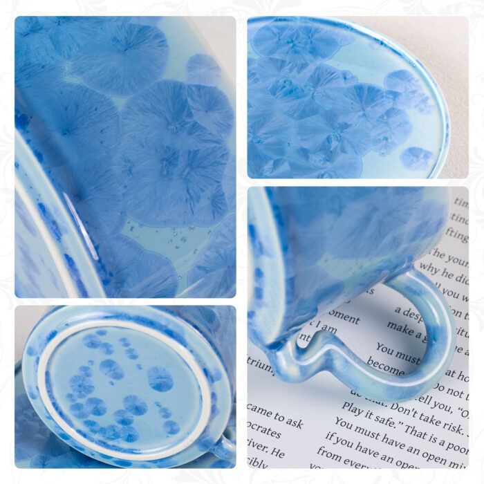 Tea Cups and Saucers set of 2, Porcelain Coffee Cups - Image 3