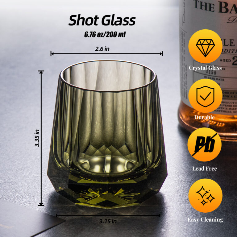Crystal Whiskey Glasses,Vintage Smoky Black,Set of 2 - KAMMAK – product dimensions