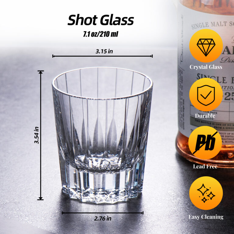KAMMAK Crystal Whiskey Glasses Set of 2 2.03oz – product dimensions