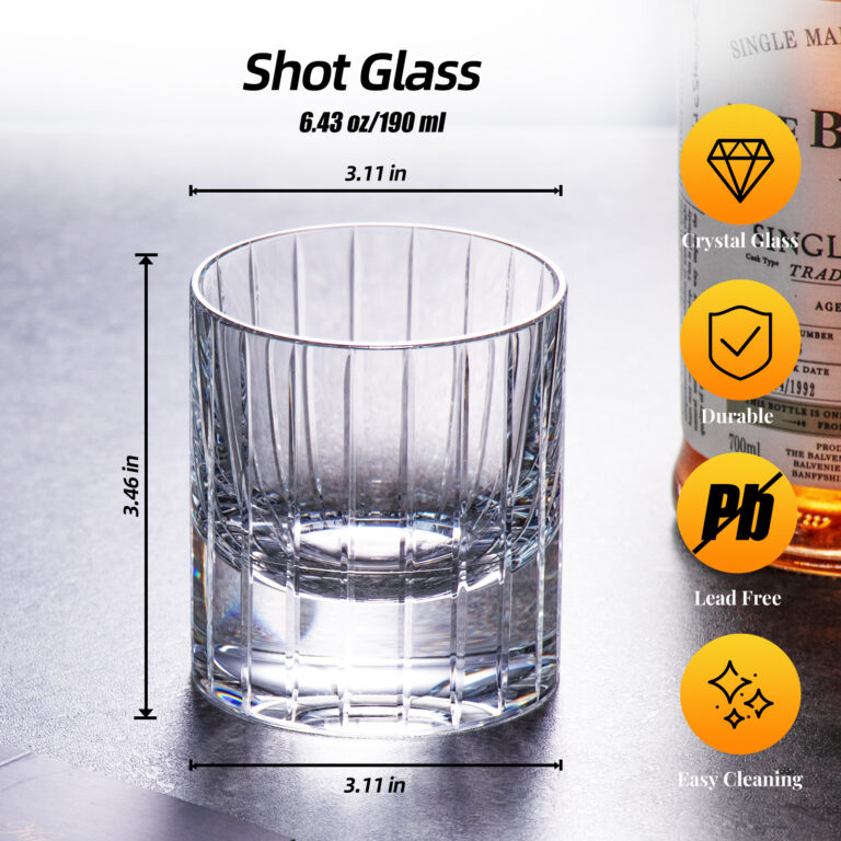 KAMMAK Crystal Whiskey Glasses Set of 2 - 7KPSP611N-US – product dimensions