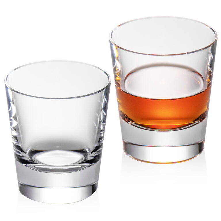 Crystal Whiskey Glasses, Clear Thick Base Old Fashioned Tumblers, Set of 2 - KAMMAK – detail view 1