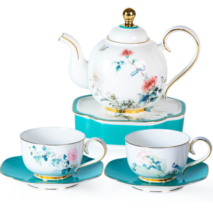 1 Tea Set, Porcelain Teapot and Cups Set, Ceramic Tea Pot - Image 1
