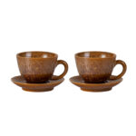 Tea Cups and Saucers Set of 2, Porcelain Coffee Cups - Image 4