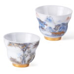 Ceramic Tea Cups Small Ice Fortune Vintage Coffee Cup Set of 2 - Image 2