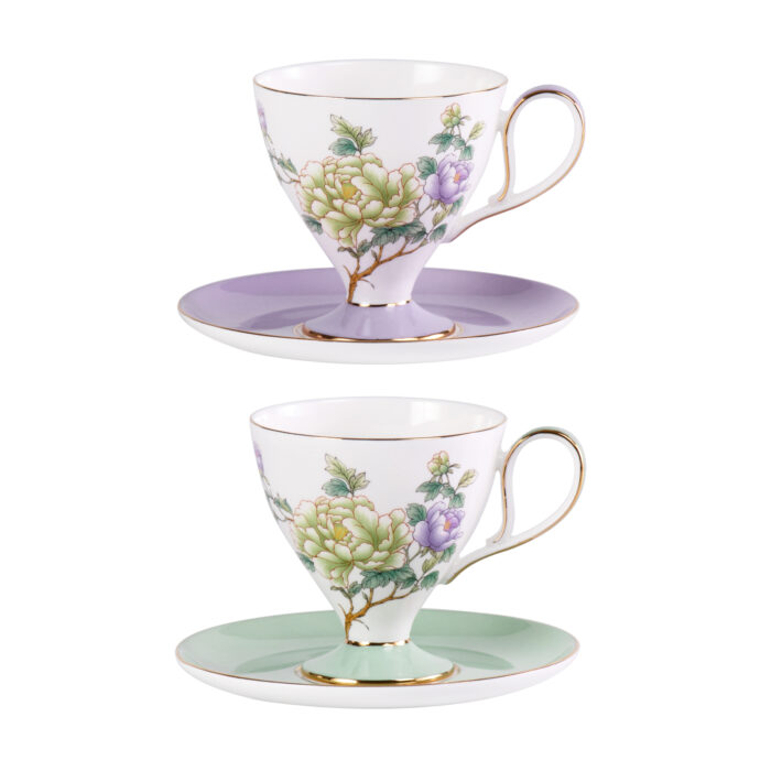 Ceramic Tea Cup and Saucer Set with Gold Trim - Image 4