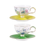 Ceramic Tea Cup and Saucer Set with Gold Trim, Grape - Image 4