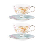 Ceramic Tea Cup and Saucer Set with Gold Trim - Image 6