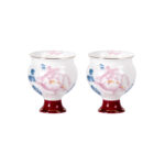 Red Makeup high-footed Cup 3.2oz Small Tea Cups Set of 2 - Image 2