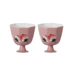 Tea Cup Set of 2 Small Tea Cups 2oz Red Porcelain Tea Cup Set - Image 2