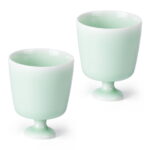 Ceramic Tea Cups Small 2.2oz Candy Plum Coffee Cup Set of 2 - Image 2
