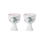 Tea Cup Set of 2 Small 1.4oz Tea Cups Playing with Butterflies - Image 2