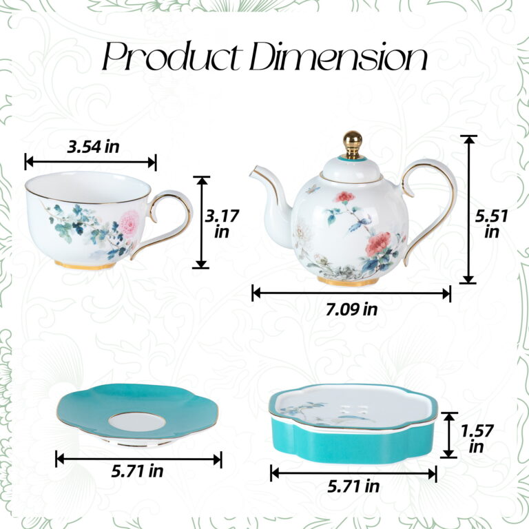 Tea Set, Porcelain Teapot and Cups Set, Ceramic Tea Pot – product dimensions