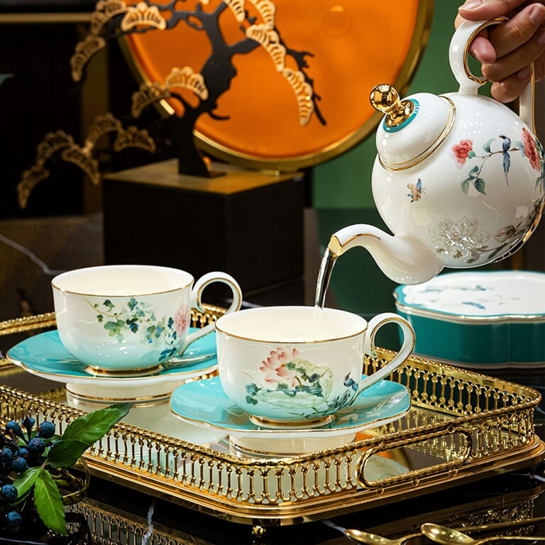 Tea Set, Porcelain Teapot and Cups Set, Ceramic Tea Pot – detail view 2